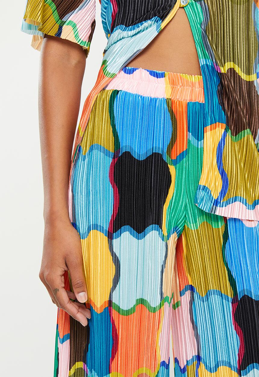 Me&B - Cropped wide leg printed  pants - multi