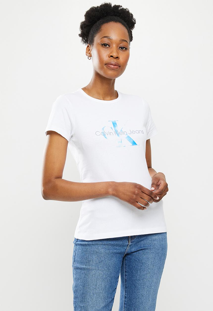 Calvin Klein - Aqua monogram slim tee - bright white