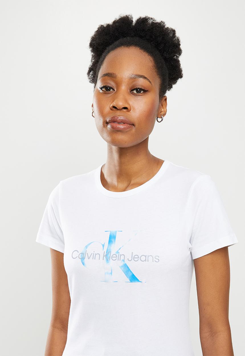 Calvin Klein - Aqua monogram slim tee - bright white