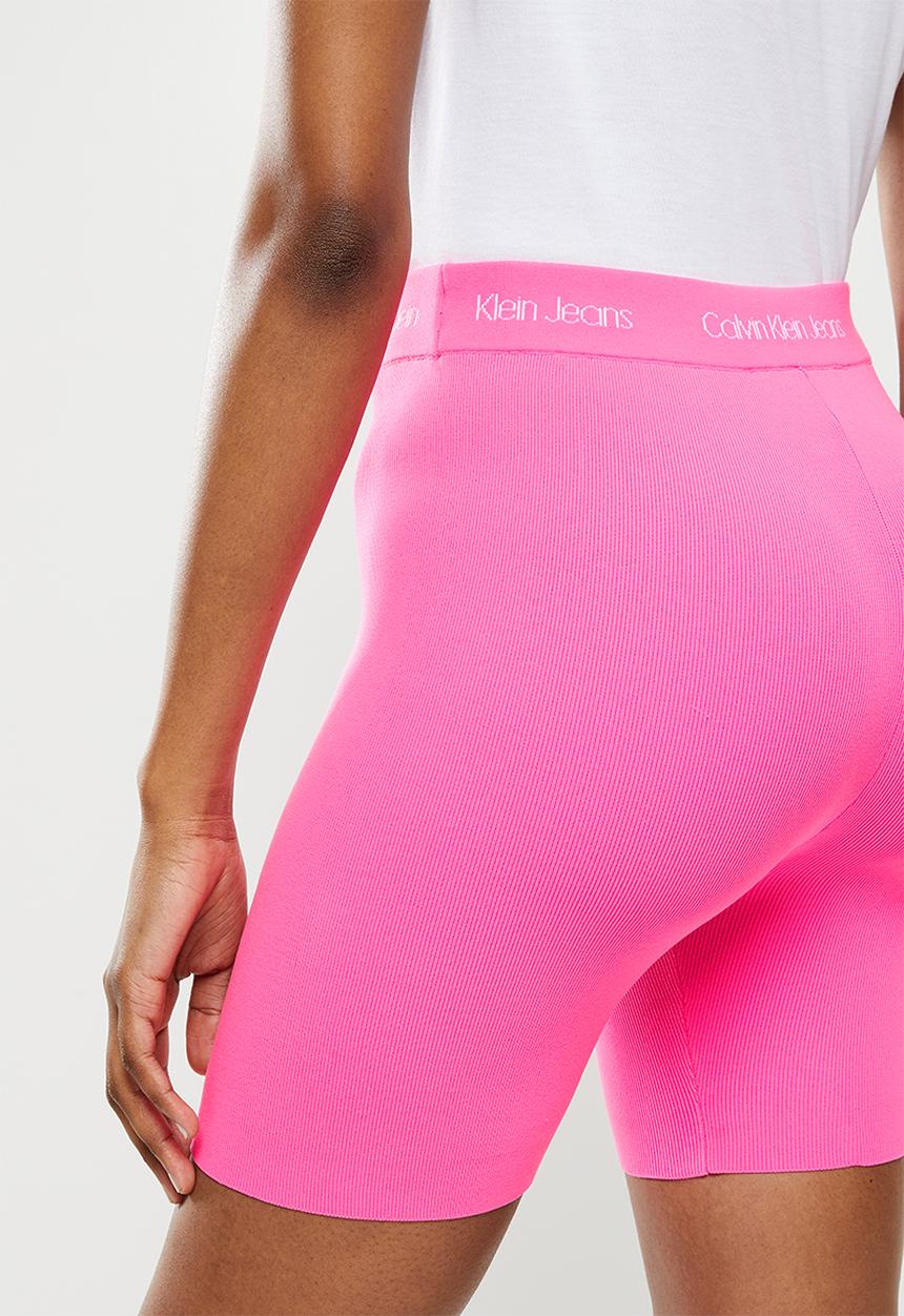 Calvin Klein - Intarsia knitted cycling shorts - neon pink