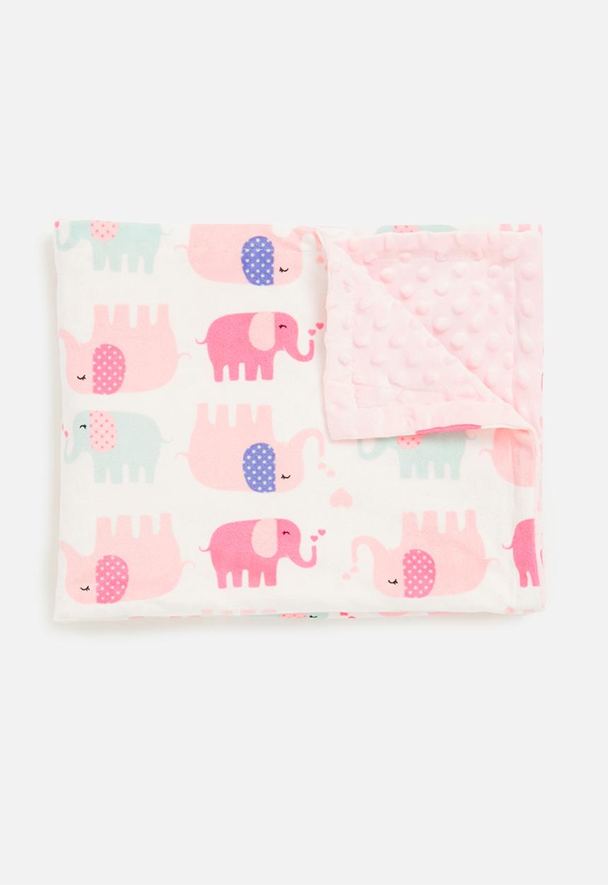 Pop Candy - Baby printed elephant blanket - pink & white