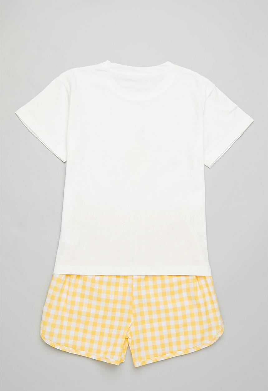 Pop Candy - Girls lemon tee & short set - white & yellow