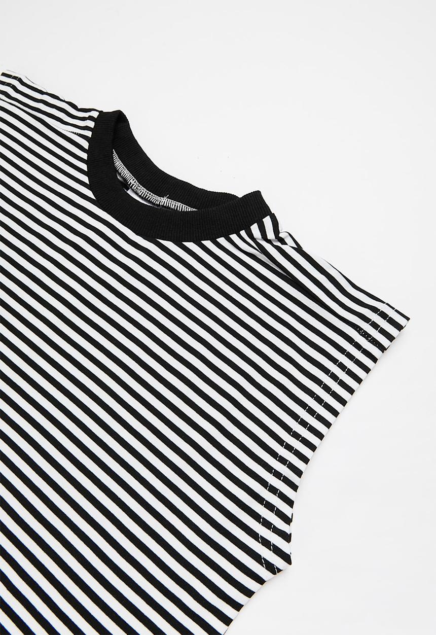Pop Candy - Stripe tee & short set - black & white
