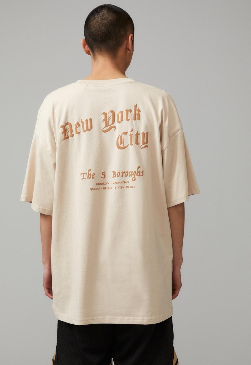 Factorie - Oversized graphic T-shirt - beige/5 boroughs