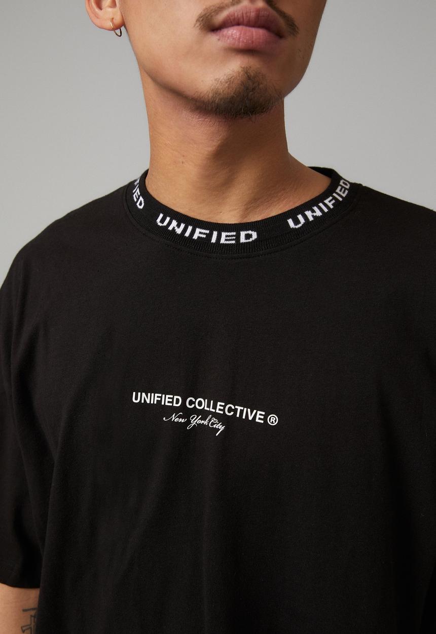 Factorie - Oversized graphic T-shirt - black/unified collective jacquard