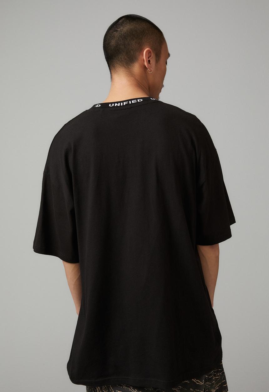 Factorie - Oversized graphic T-shirt - black/unified collective jacquard