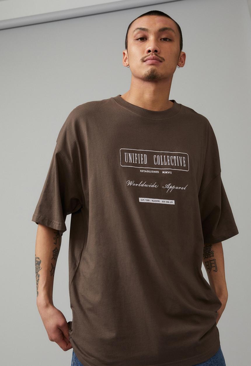 Factorie - Oversized graphic T-shirt - bracken/unified