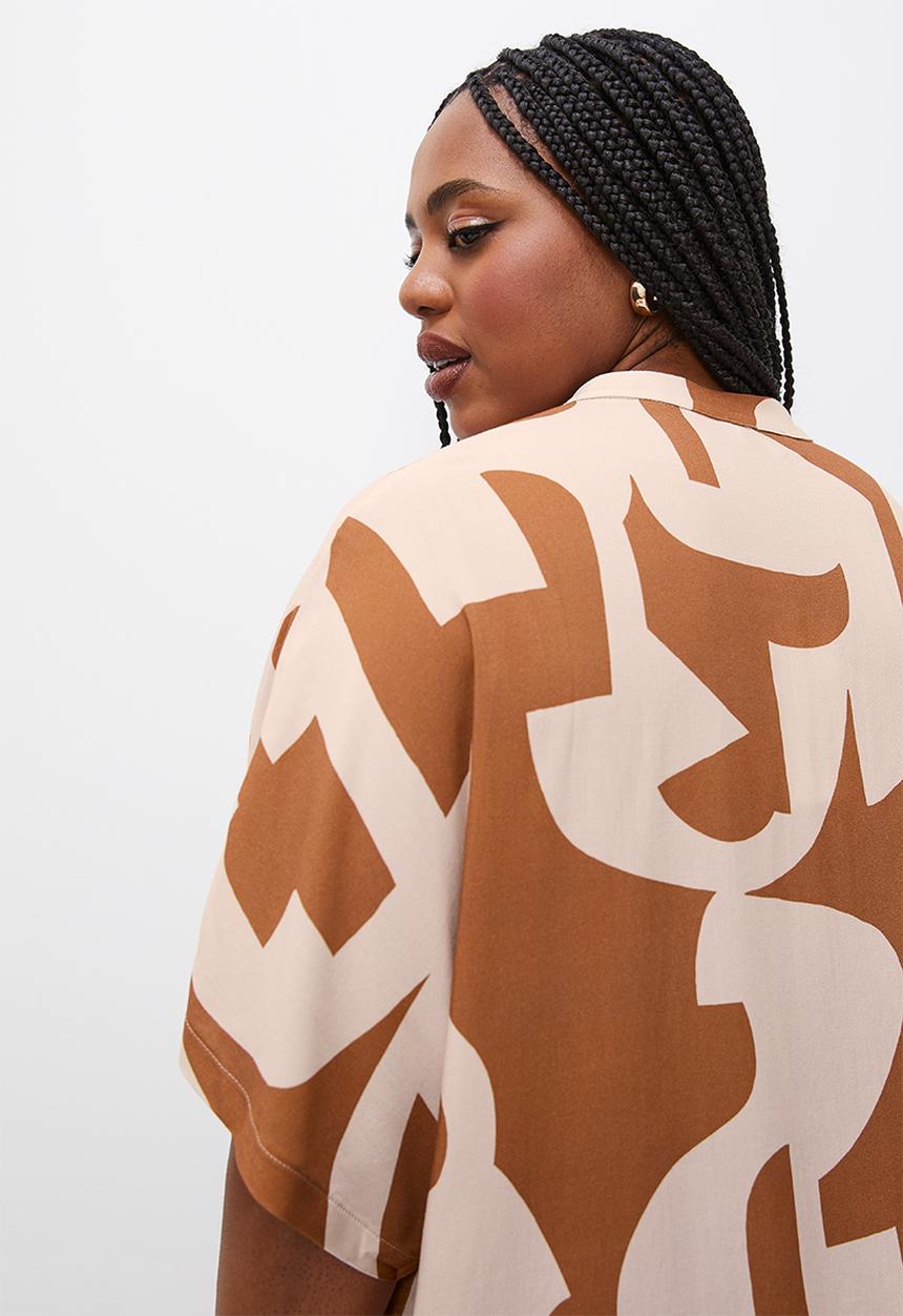 Superbalist - Co-ord relaxed printed shirt - tobacco cutout