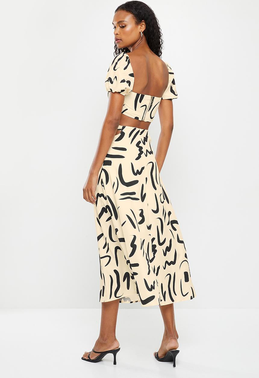 dailyfriday - Crop top & maxi skirt set - stone & black
