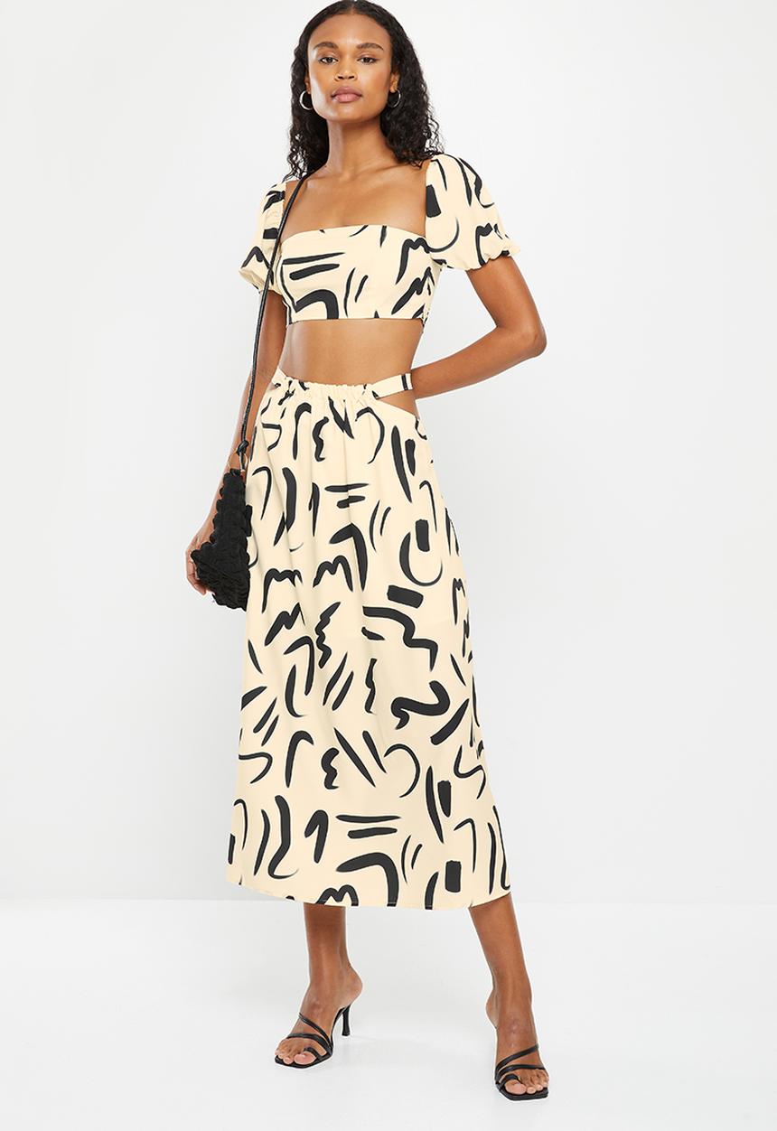 dailyfriday - Crop top & maxi skirt set - stone & black