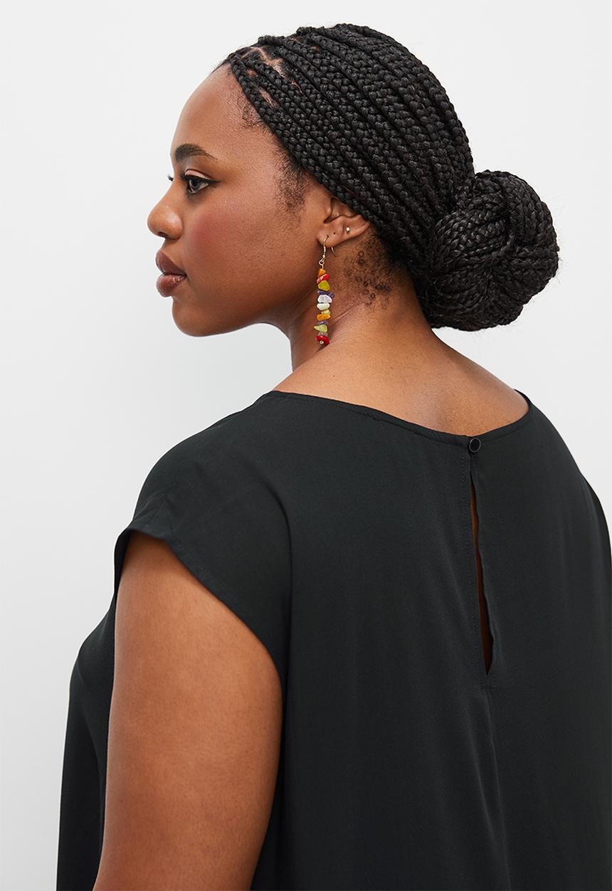 edit Plus - Sleeveless trapeze dress - black