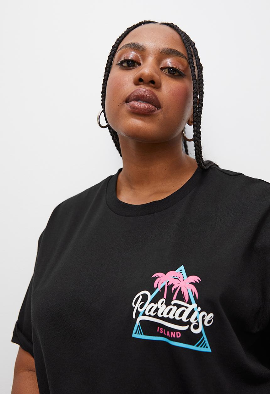 Blake - Graphic oversized tee - black