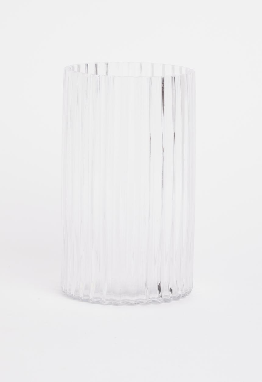 Silk By Design - Ribbed glass vase - column