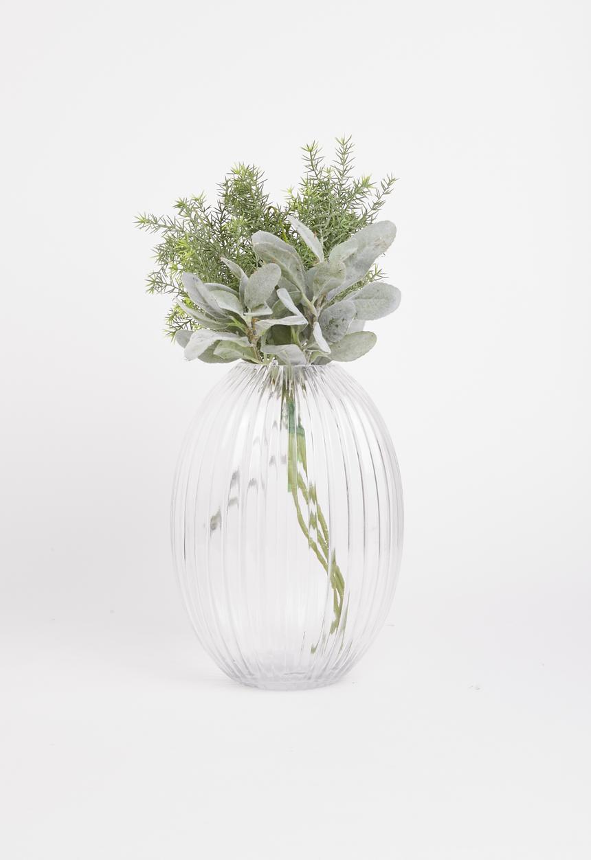 Silk By Design - Ribbed glass vase - oval