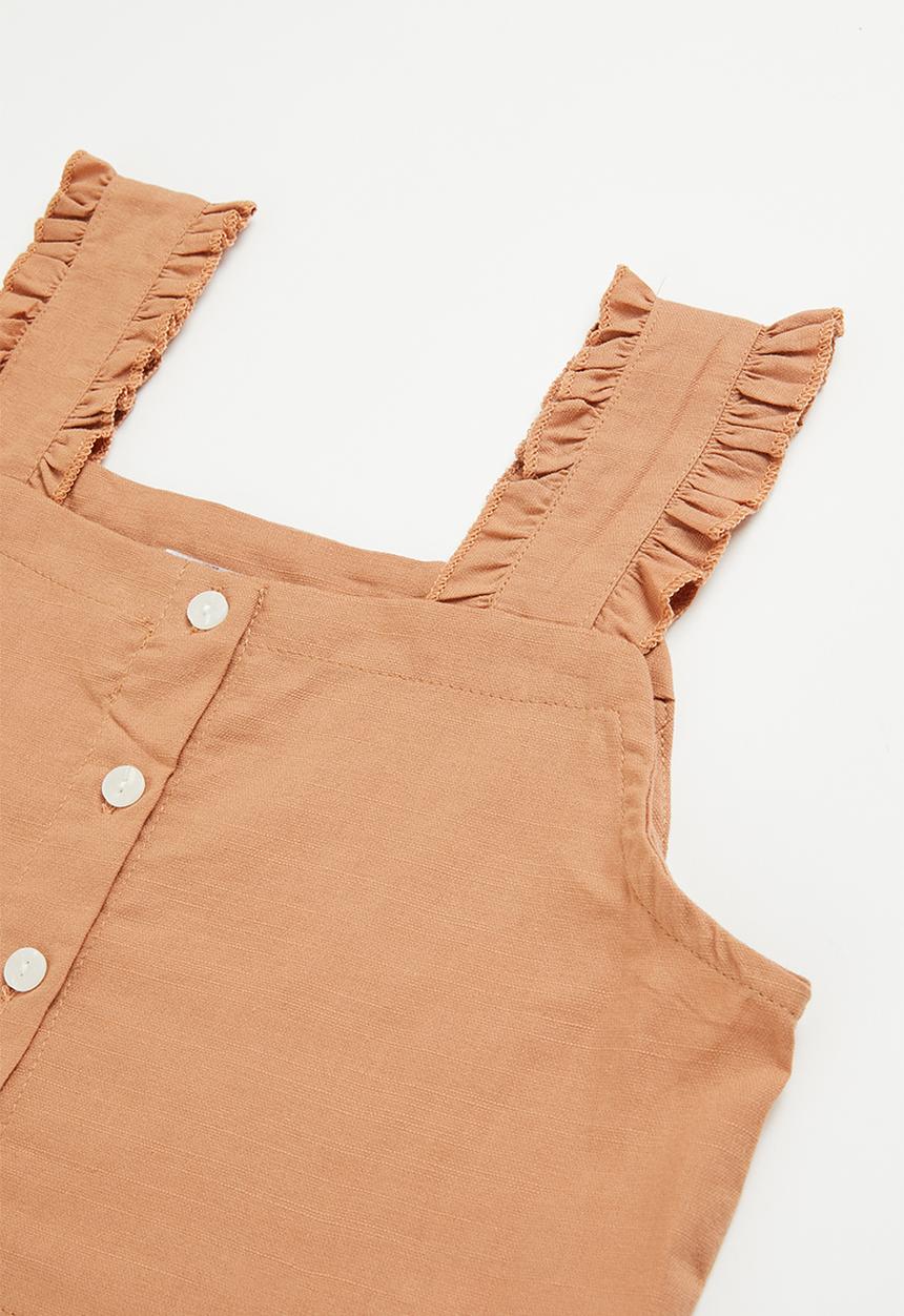 Pop Candy - Girls top & check skirt set - rust