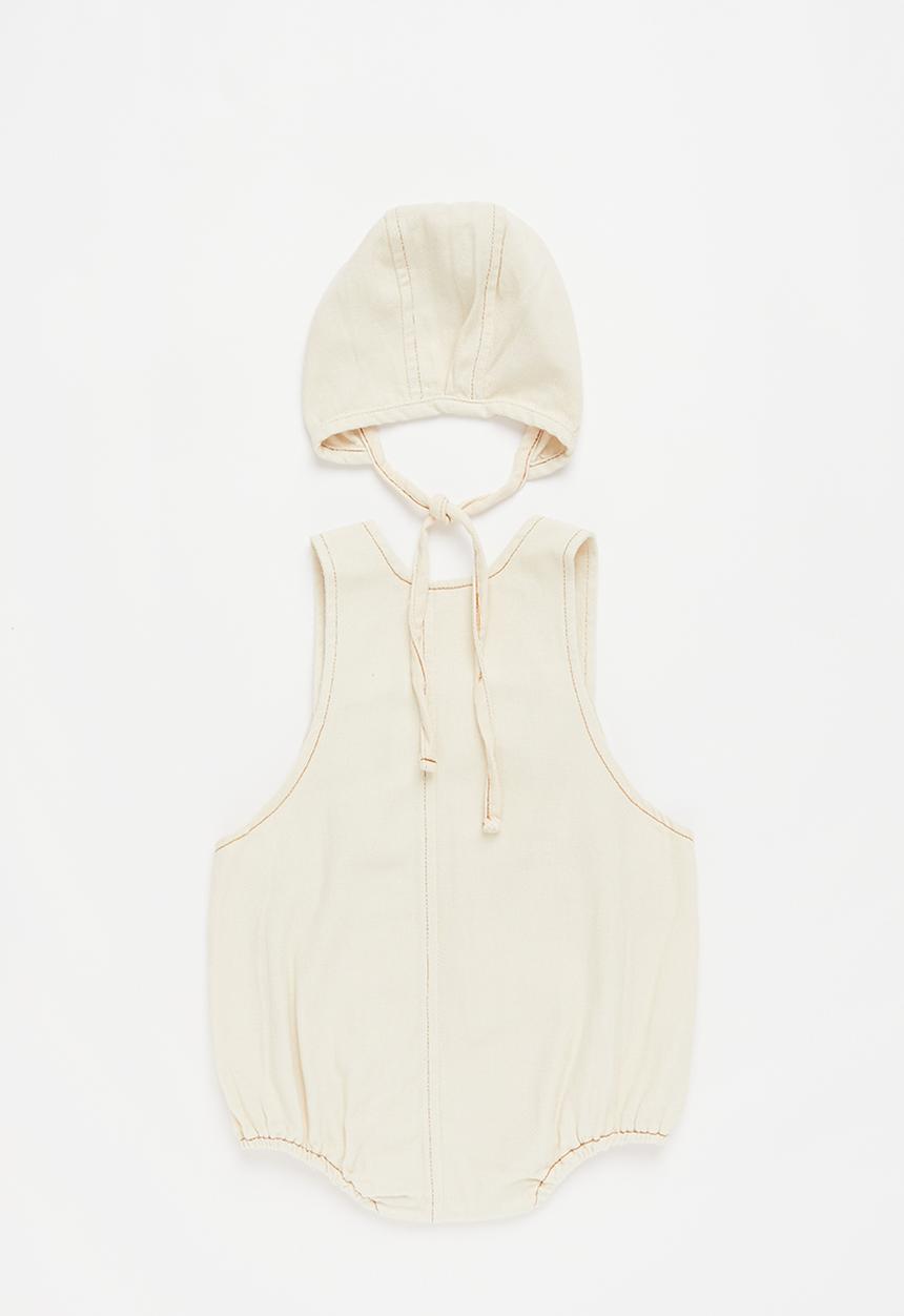 Pop Candy - Baby dungaree & hat set - off white