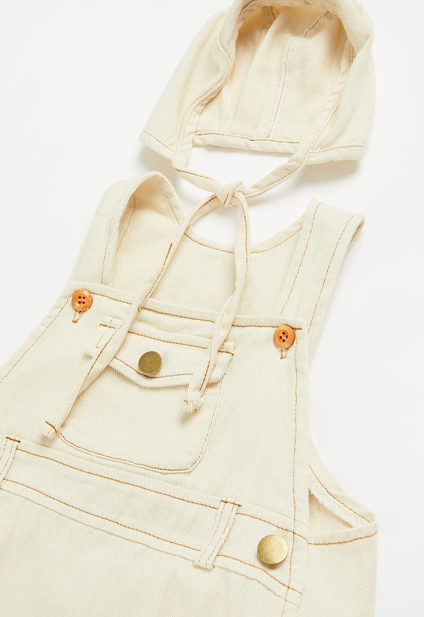 Pop Candy - Baby dungaree & hat set - off white