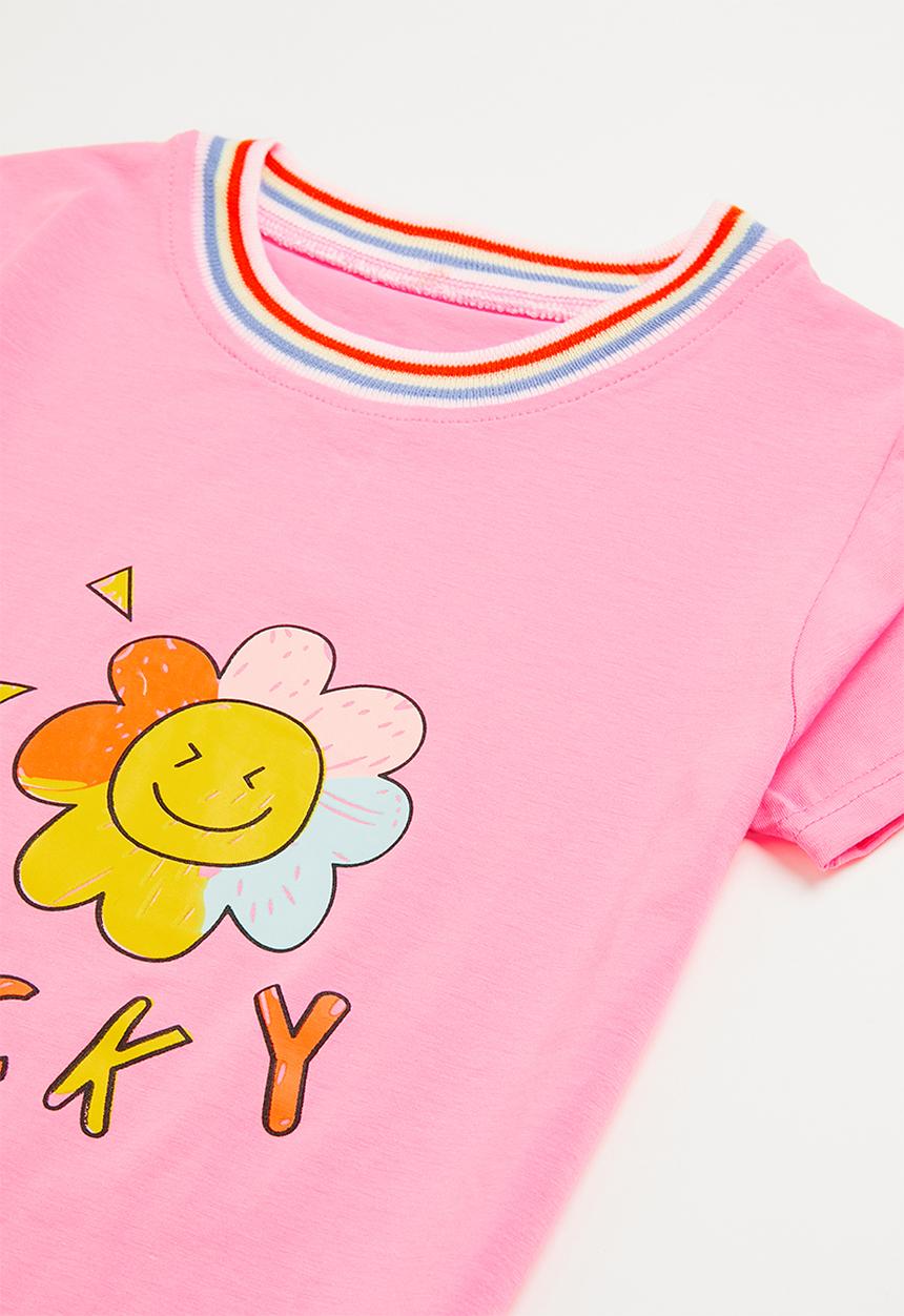 Pop Candy - Girls lucky tee & short set - pink & blue