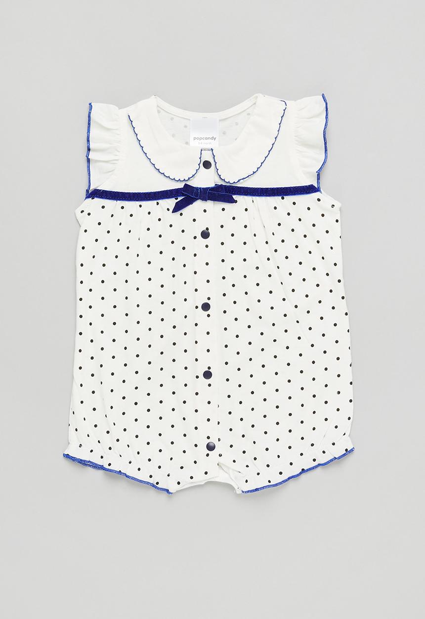 Pop Candy - Girls printed dot romper - white & navy
