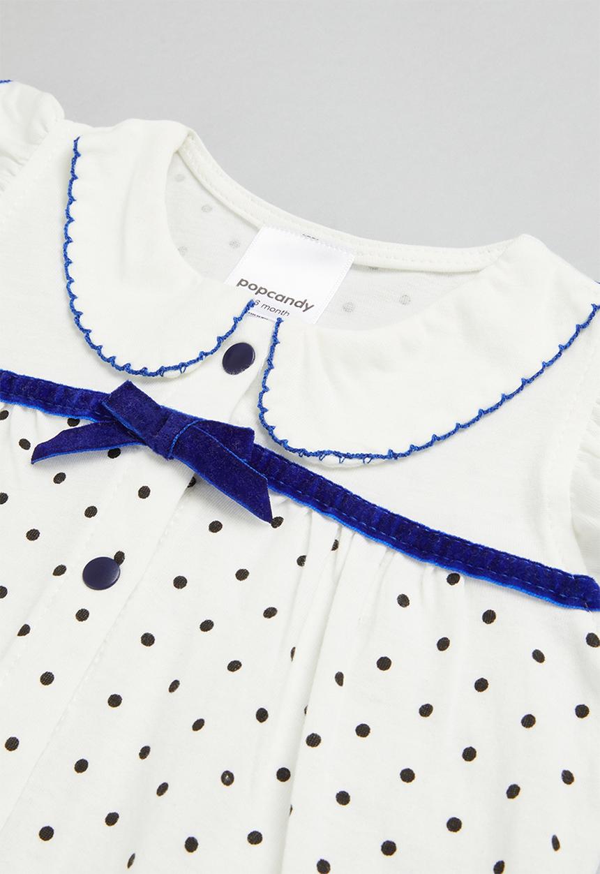 Pop Candy - Girls printed dot romper - white & navy