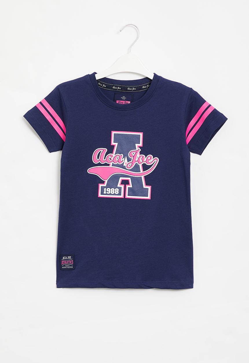 Aca Joe - Girls aca joe baseball print jersey tee - blue