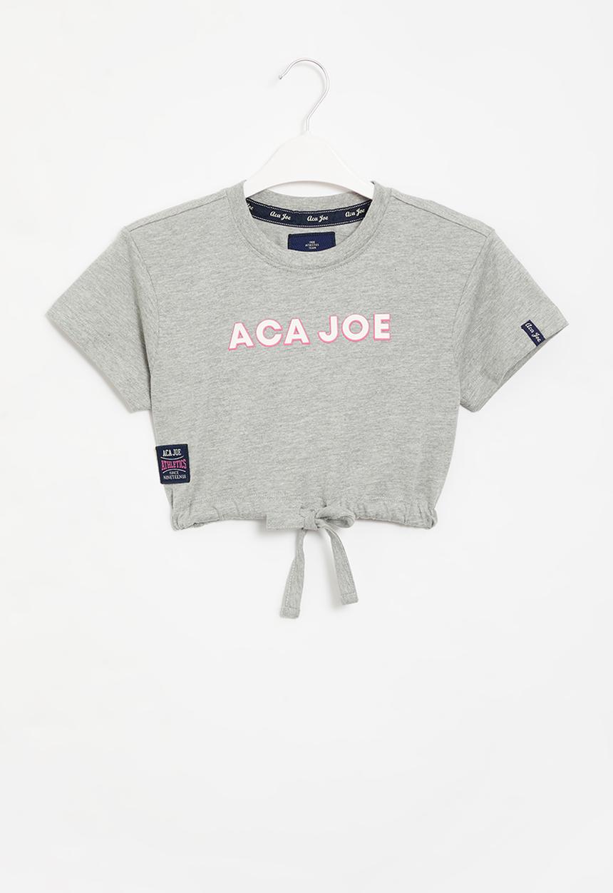 Aca Joe - Girls aca joe cropped tee - grey melange