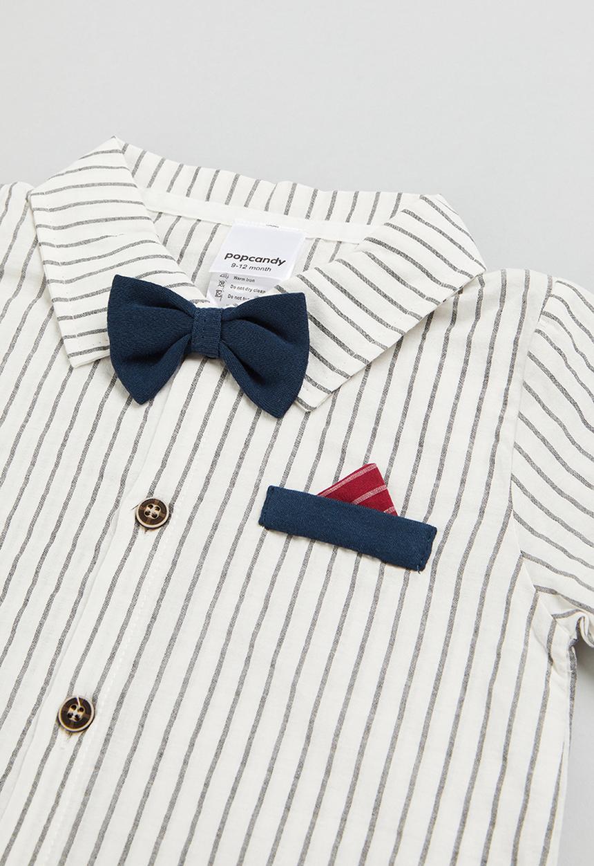 Pop Candy - Boys romper with bowtie - white & black