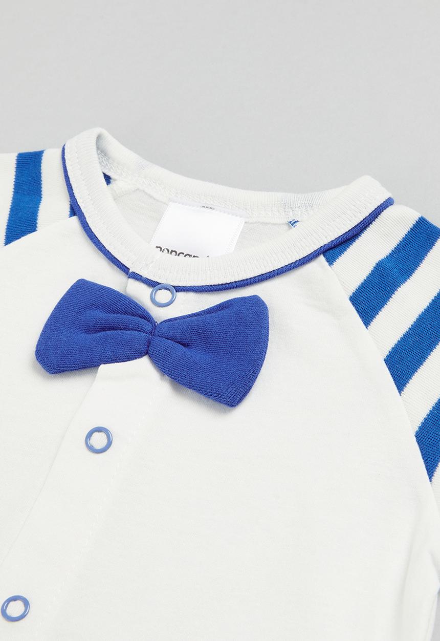 Pop Candy - Boys bowtie babygrow - white & blue