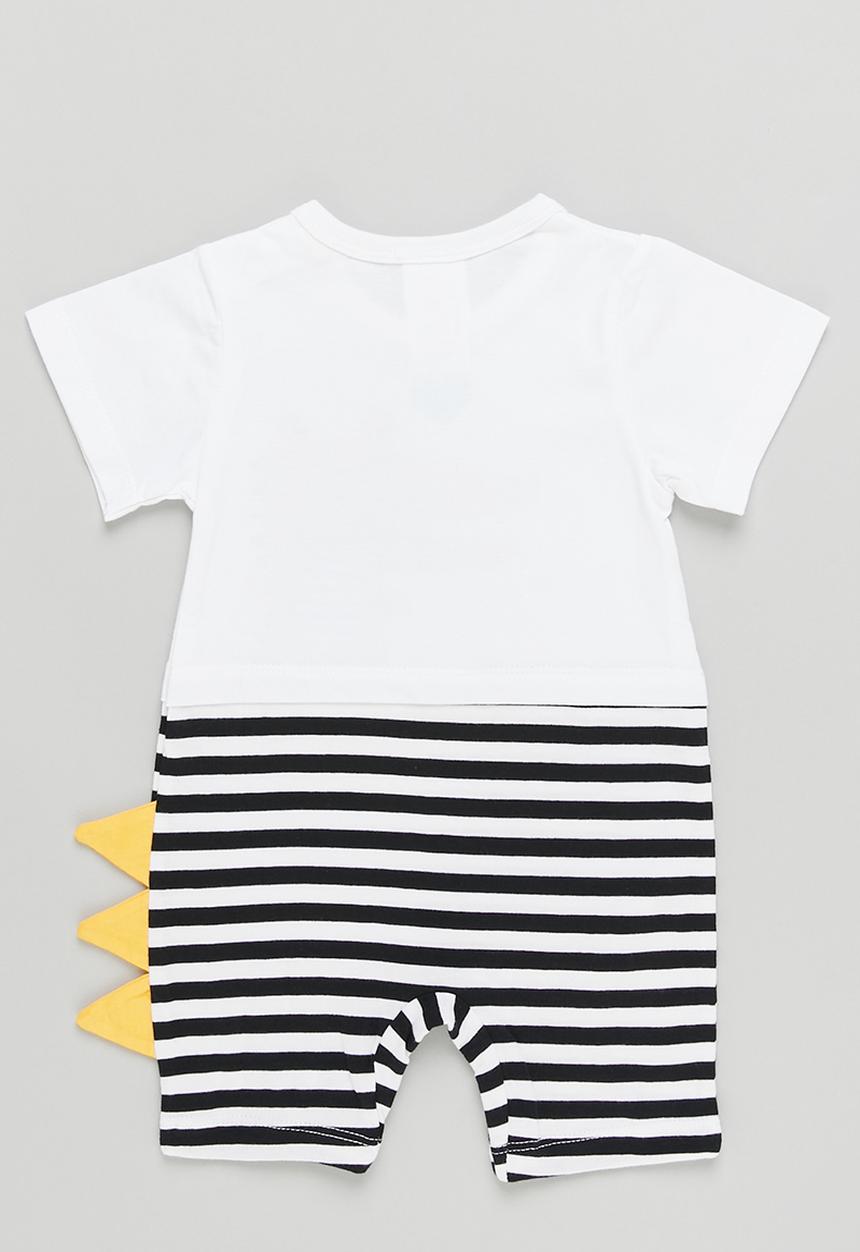 Pop Candy - Dino romper - white & black