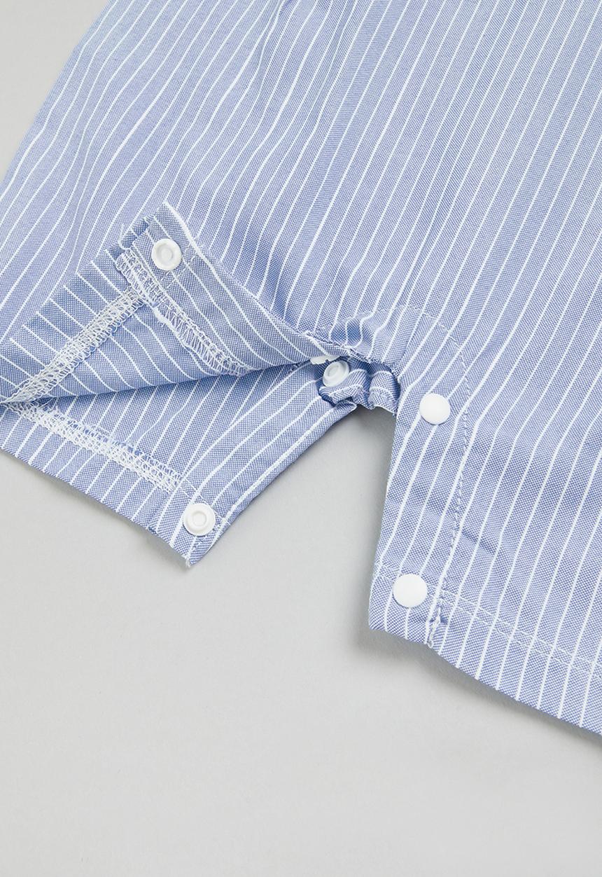 Pop Candy - Boys stripe collar romper - white & blue