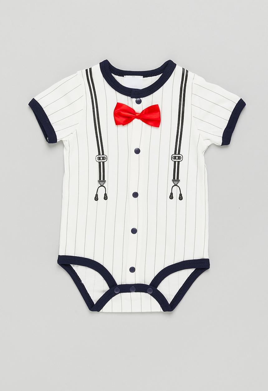 Pop Candy - Boys stripe babygrow - white