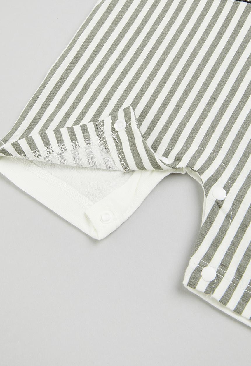 Pop Candy - Boys stripe bunny romper - grey 