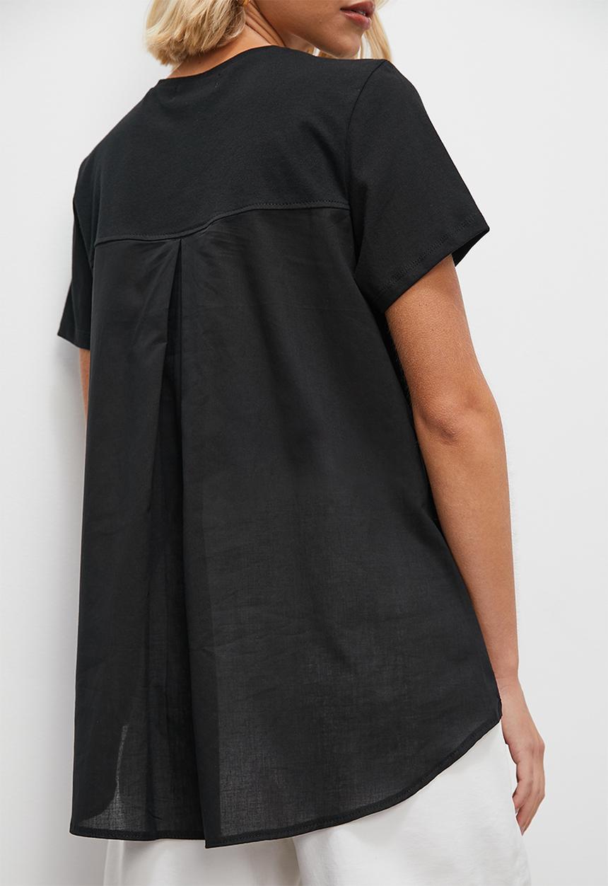 Superbalist - Oversized mixed media tee - black