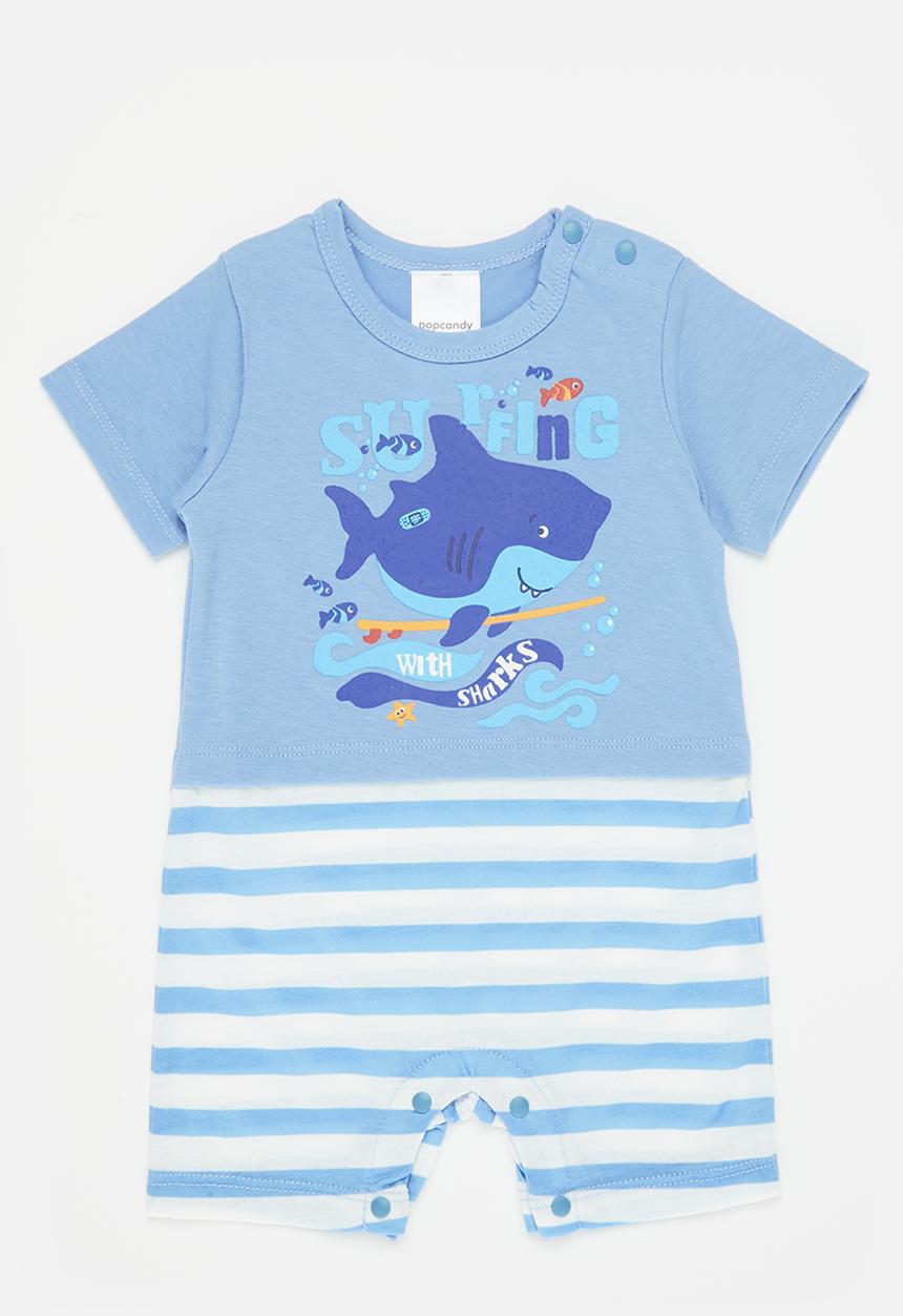 Pop Candy - Boys printed romper - blue
