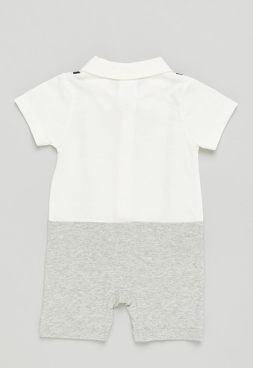 Pop Candy - Baby boys styles romper - white & grey