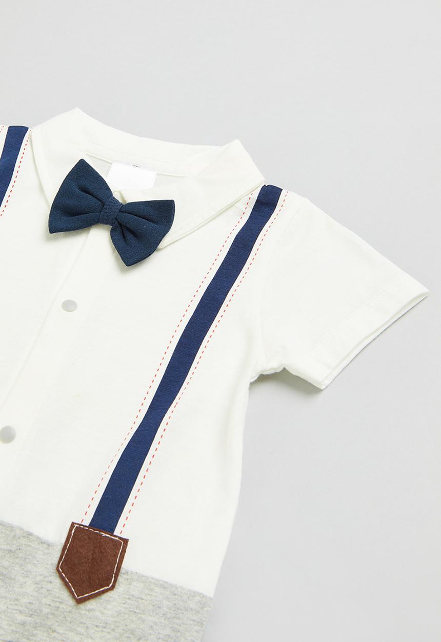 Pop Candy - Baby boys styles romper - white & grey