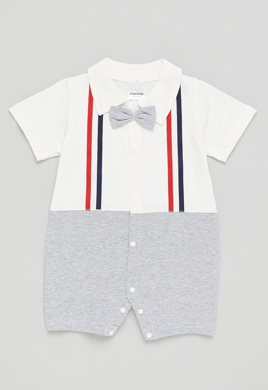 Pop Candy - Boys romper - white & grey