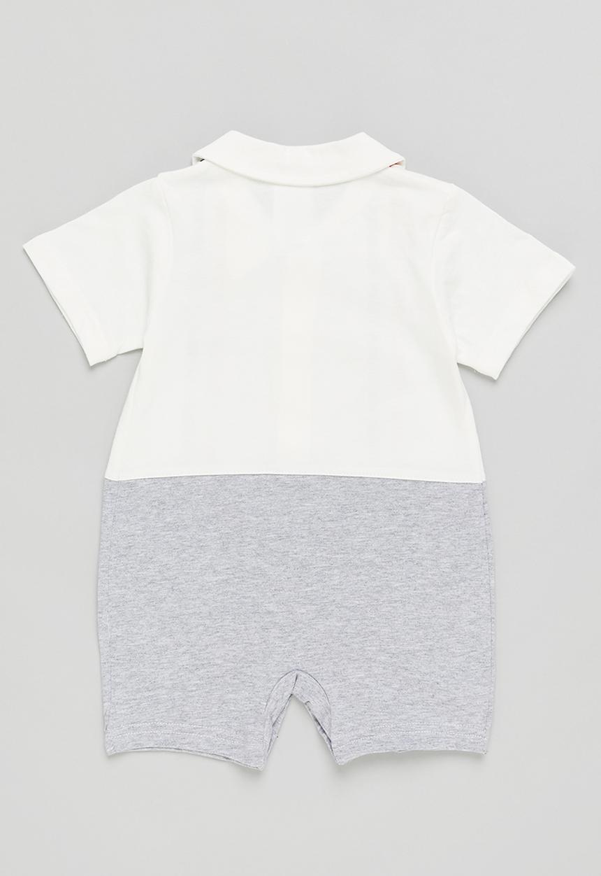 Pop Candy - Boys romper - white & grey