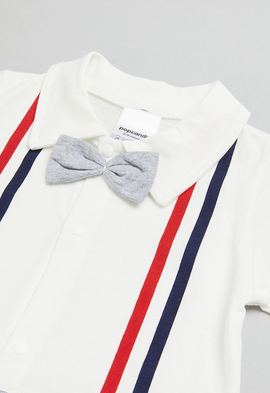 Pop Candy - Boys romper - white & grey