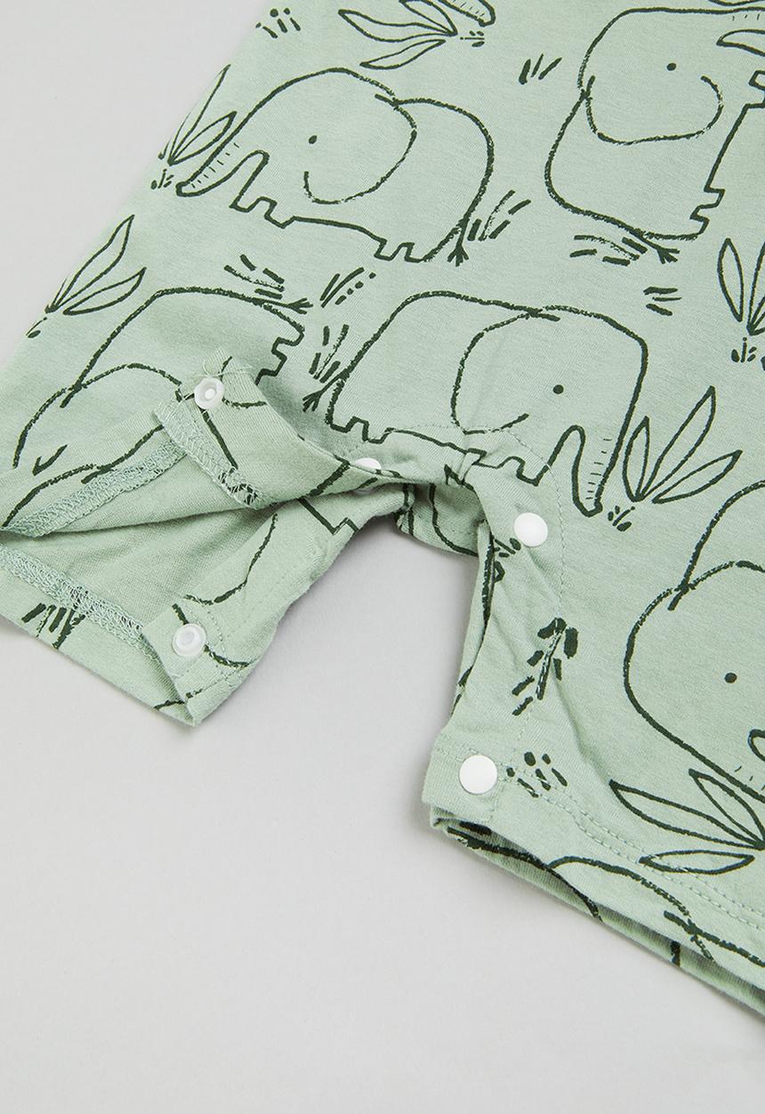 Pop Candy - Boys elephant romper - sage & white