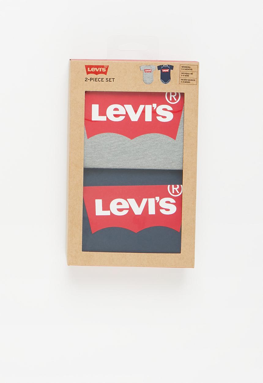 Levi’s® - Lhn batwing 2 pack bodysuit - grey heather & navy 