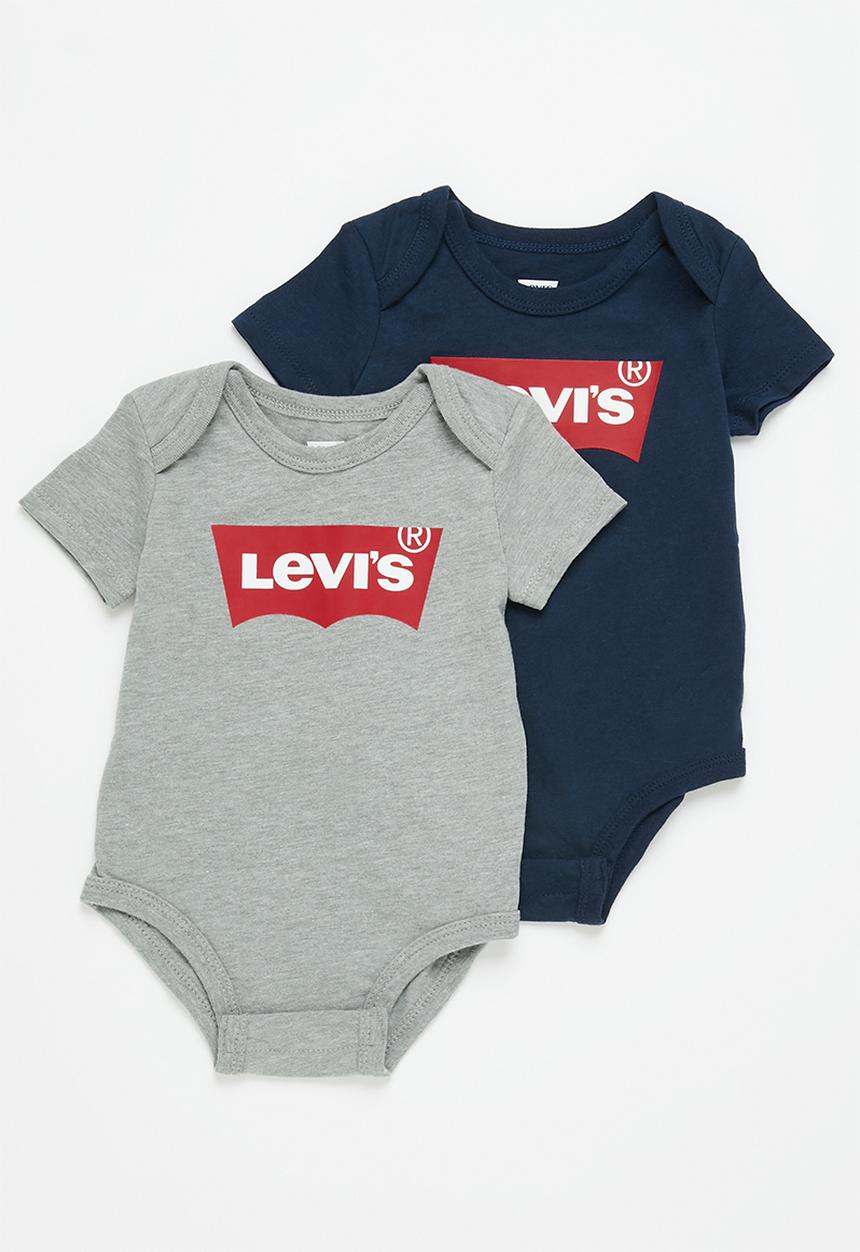 Levi’s® - Lhn batwing 2 pack bodysuit - grey heather & navy 