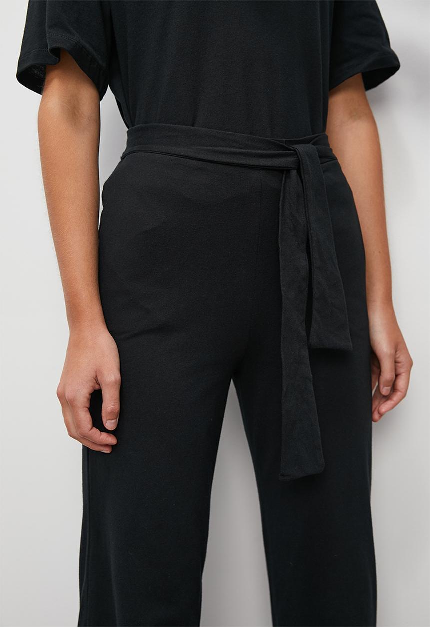 Superbalist - Knit wide leg trouser with tie belt - black