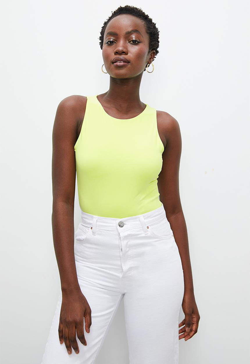 Superbalist - Single crew neck cutaway bodysuit - sunny lime