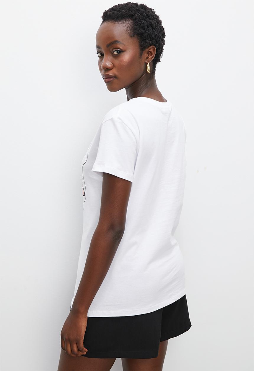 Superbalist - Relaxed tee - white pink face graphic