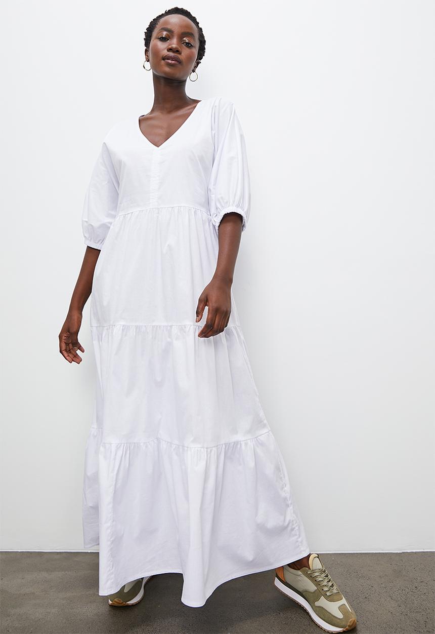 Superbalist - Tiered midi dress - white
