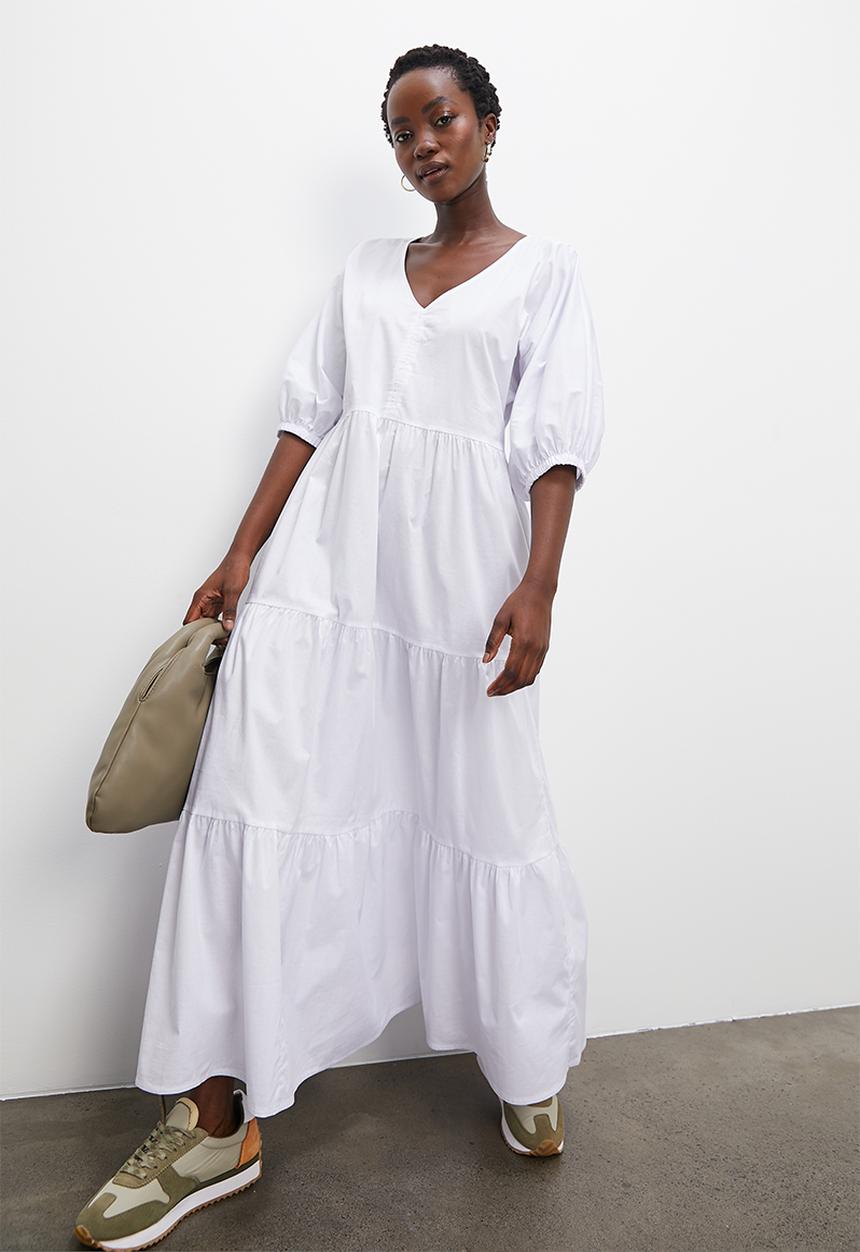 Superbalist - Tiered midi dress - white