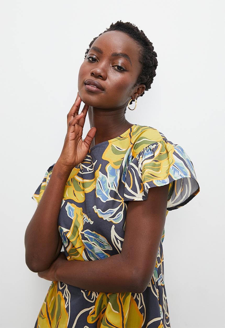 Superbalist - Printed a-line dress - blue palm