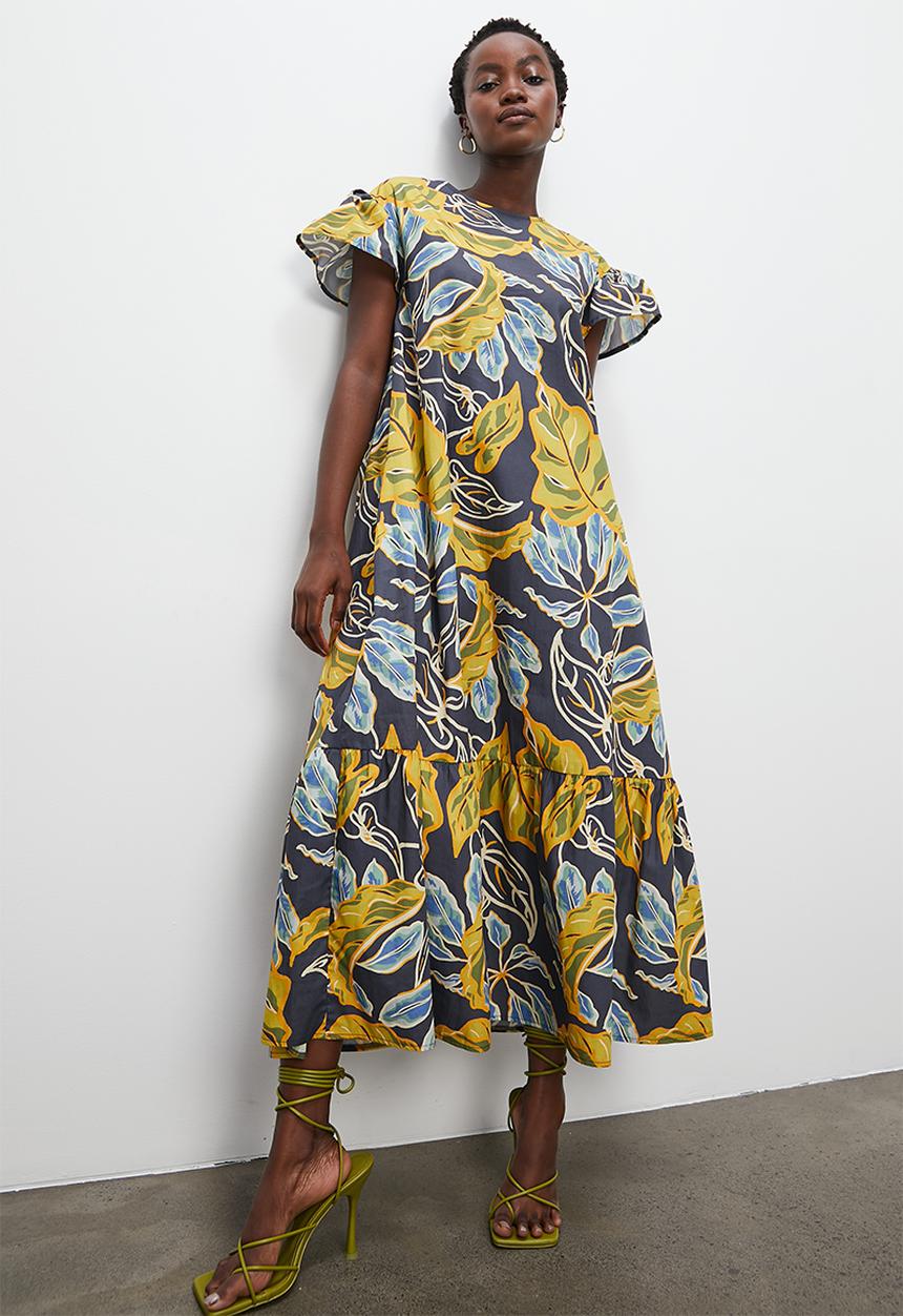 Superbalist - Printed a-line dress - blue palm