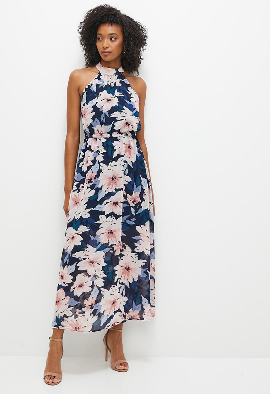 MILLA - Soft waist maxi halter with back detail - navy 
